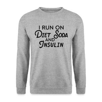 Ich trinke Diätlimonade und Insulin. Lustiger Diab - Unisex Pullover - Weißgrau meliert - Vorne - Alina (178cm) & Michal (187cm)