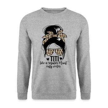 Titi wie eine normale Tante, nur coolere beste Tan - Unisex Pullover - Weißgrau meliert - Vorne - Alina (178cm) & Michal (187cm)