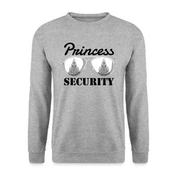 Prinzessin Security Halloween-Elternkostüm - Unisex Pullover - Weißgrau meliert - Vorne - Alina (178cm) & Michal (187cm)