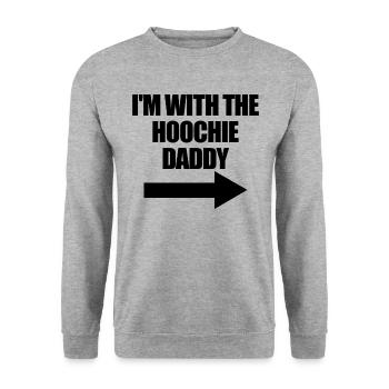 Ich bin mit dem Hoochie Daddy Hoochie Daddy für Fr - Unisex Pullover - Weißgrau meliert - Vorne - Alina (178cm) & Michal (187cm)
