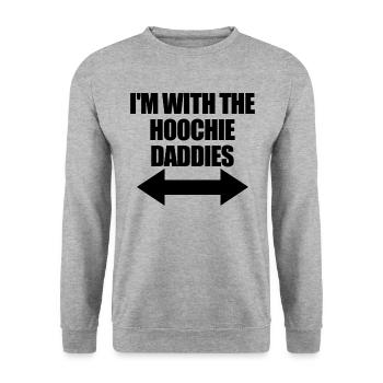 Ich bin mit dem Hoochie Daddy der Hoochie Daddies - Unisex Pullover - Weißgrau meliert - Vorne - Alina (178cm) & Michal (187cm)