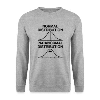 Normalverteilung Paranormalverteilung APSTAT - Unisex Pullover - Weißgrau meliert - Vorne - Alina (178cm) & Michal (187cm)