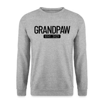 Grandpaw Est. 2025 Großeltern-Herren-Hunde-Opa - Unisex Pullover - Weißgrau meliert - Vorne - Alina (178cm) & Michal (187cm)