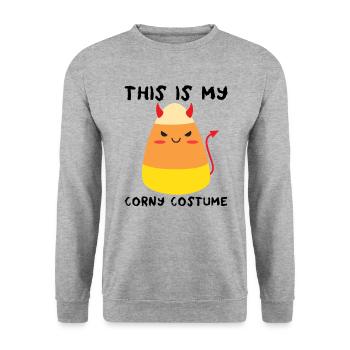 Das ist mein Corny-Kostüm für Kinder, Teufel, Cand - Unisex Pullover - Weißgrau meliert - Vorne - Alina (178cm) & Michal (187cm)