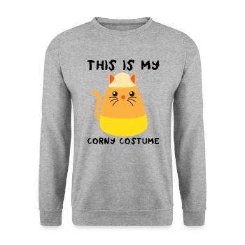 Das ist mein kitschiges Halloween-Katze-Candy-Corn - Unisex Pullover - Weißgrau meliert - Vorne - Alina (178cm) & Michal (187cm)