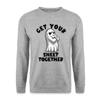 Halloween Ghost. Get your hand together - Unisex Sweatshirt - salt & pepper - Front - Alina (178cm) & Michal (187cm)