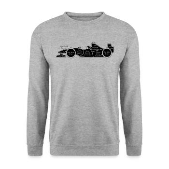 Pièces détachées d’une voiture de course, Formule course, Course masculine - Sweat-shirt Unisexe - gris chiné - Devant - Alina (178cm) & Michal (187cm)
