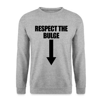 Respektieren Sie den Bulge Arrow Down. Lustige, sc - Unisex Pullover - Weißgrau meliert - Vorne - Alina (178cm) & Michal (187cm)