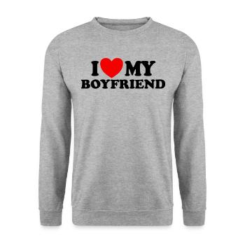Ich liebe meinen Freund, passendes Paar, meinen Fr - Unisex Pullover - Weißgrau meliert - Vorne - Alina (178cm) & Michal (187cm)