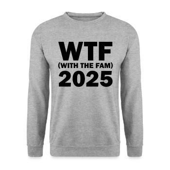 WTF mit der Familie 2025 WTF Familientreffen 20F25 - Unisex Pullover - Weißgrau meliert - Vorne - Alina (178cm) & Michal (187cm)