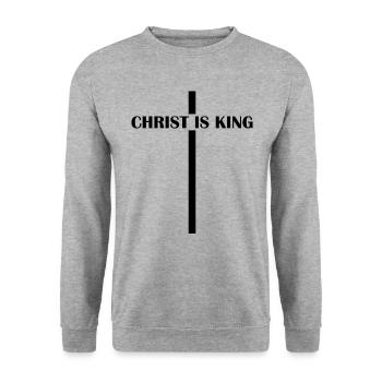 Christ is King Christian Faith Church Chri - Sweat-shirt Unisexe - gris chiné - Devant - Alina (178cm) & Michal (187cm)