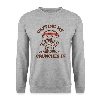 Meine Crunches im Fitnessstudio machen Lustiger Ke - Unisex Pullover - Weißgrau meliert - Vorne - Alina (178cm) & Michal (187cm)
