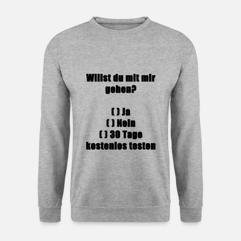 Willst du mit mir gehen? Ja, Nein, Testen? - Unisex Pullover - Weißgrau meliert