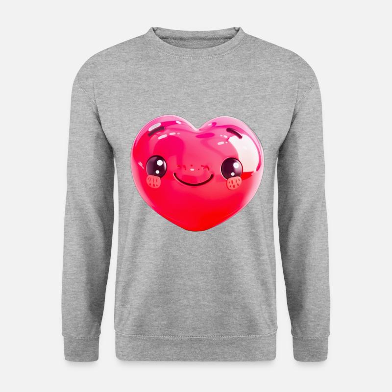 Fröhliches Herz - Unisex Pullover - Weißgrau meliert