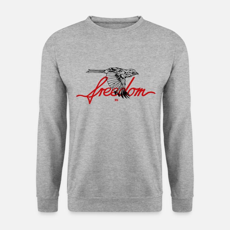 freedom Schriftzug - Unisex Pullover - Weißgrau meliert