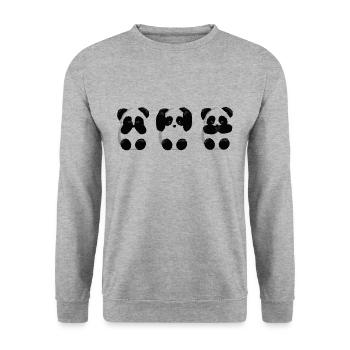 Pandas sagesse - Sweat-shirt Unisexe - gris chiné - Devant - Alina (178cm) & Michal (187cm)