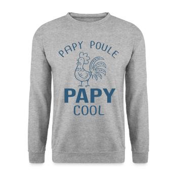 papy poule papy cool Cadeau Humour - Sweat-shirt Unisexe - gris chiné - Devant - Alina (178cm) & Michal (187cm)