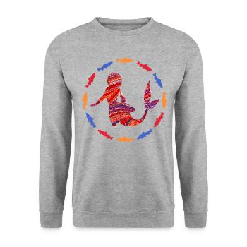 meerjungfrau e 110a - Unisex Pullover - Weißgrau meliert - Vorne - Alina (178cm) & Michal (187cm)
