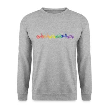 Das Leben ist bunt. - Unisex Pullover - Weißgrau meliert - Vorne - Alina (178cm) & Michal (187cm)