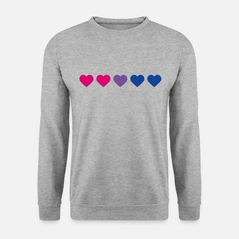 Bi-Heart || LGBT bisexual - Unisex Pullover - Weißgrau meliert