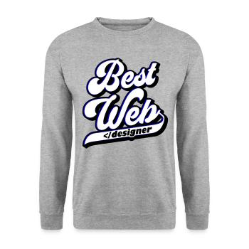 Best Web Designer | Farben änderbar - Unisex Pullover - Weißgrau meliert - Vorne - Alina (178cm) & Michal (187cm)
