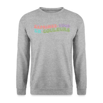 Exprimez-Vous En Couleurs - Sweat-shirt Unisexe - gris chiné - Devant - Alina (178cm) & Michal (187cm)