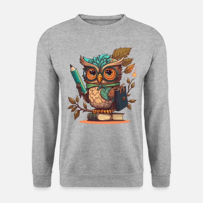 Eulen-Weisheit - Unisex Pullover - Weißgrau meliert