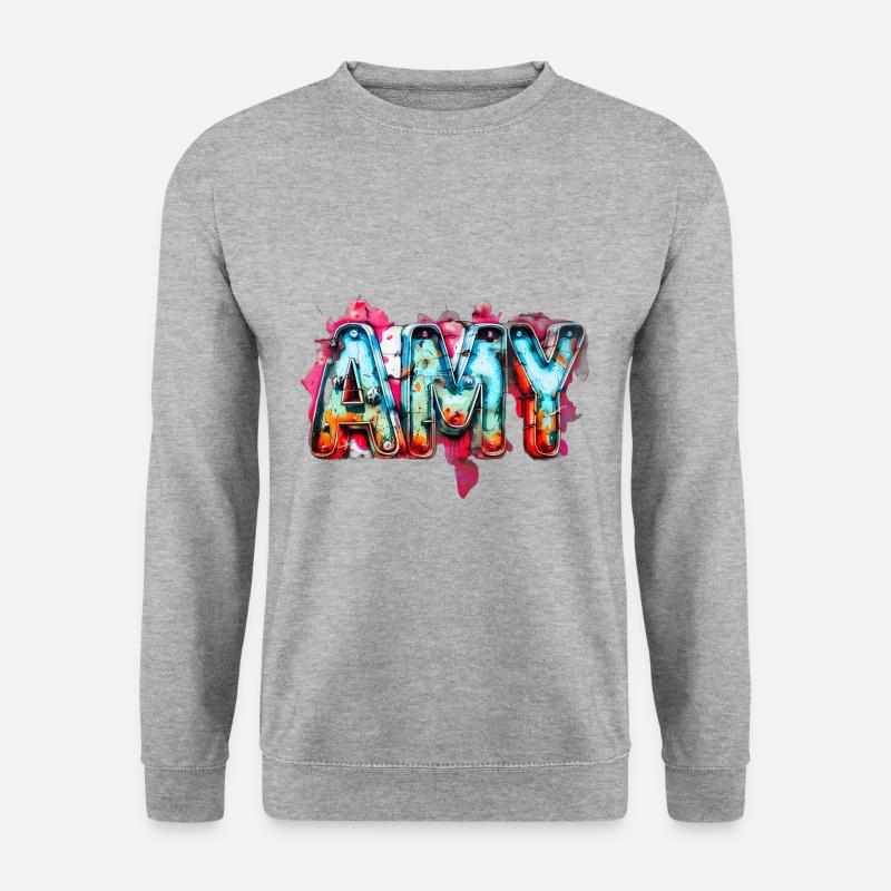 Name Amy Graffiti - Unisex Pullover - Weißgrau meliert