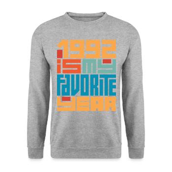 1992 is my favorite year 30 years anniversary - Unisex Sweatshirt - salt & pepper - Front - Alina (178cm) & Michal (187cm)