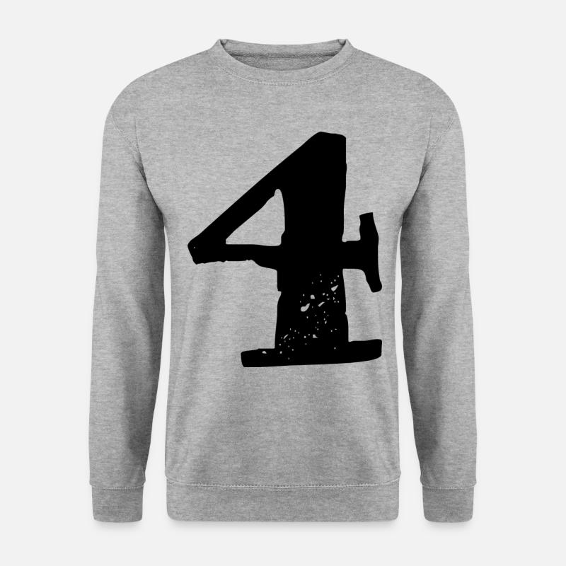 4 Zahl Trikot - Unisex Pullover - Weißgrau meliert