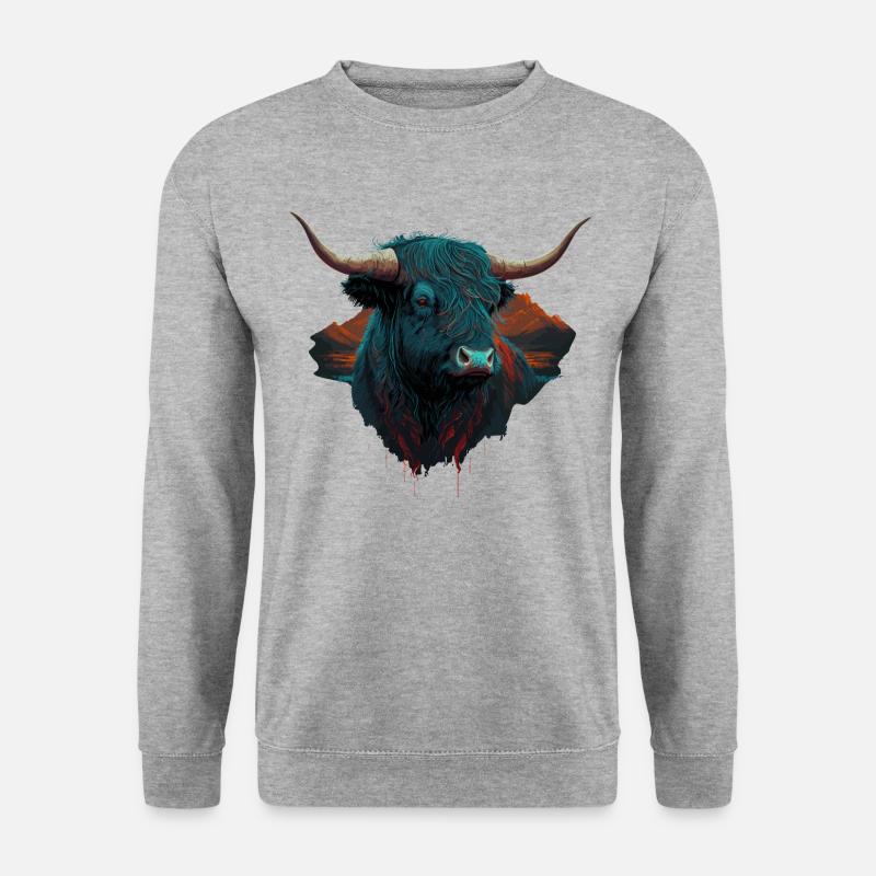 Yak Stierkopf - Unisex Pullover - Weißgrau meliert