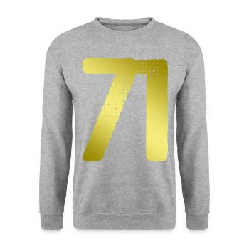 71 Zahl Trikot - Unisex Pullover - Weißgrau meliert - Vorne - Alina (178cm) & Michal (187cm)