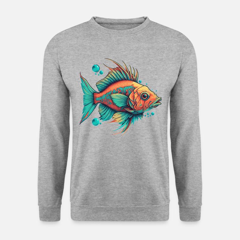 Fisch - Unisex Pullover - Weißgrau meliert