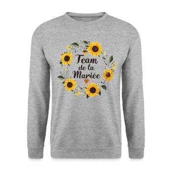 Mariage Femme EVJF Pour Copines Team Mariée - Sweat-shirt Unisexe - gris chiné - Devant - Alina (178cm) & Michal (187cm)
