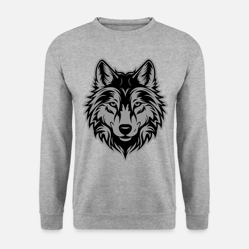 Wolf Silhouette - Unisex Pullover - Weißgrau meliert