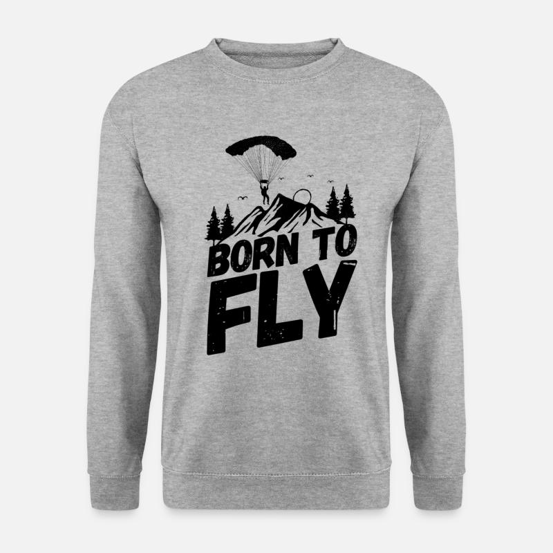 Fallschirm Skydiving Spruch - Unisex Pullover - Weißgrau meliert