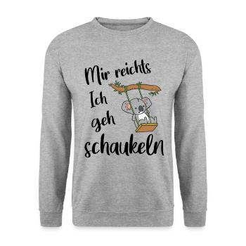 Koalabär - Mir reichts ich geh schaukeln. - Unisex Pullover - Weißgrau meliert - Vorne - Alina (178cm) & Michal (187cm)