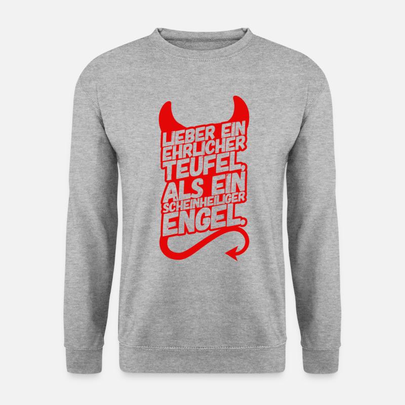 Teufel Engel Spruch - Unisex Pullover - Weißgrau meliert