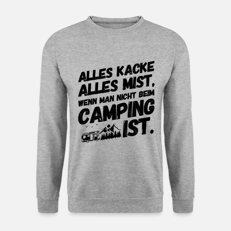 Camper Camping Campen Gedicht II - Unisex Pullover - Weißgrau meliert
