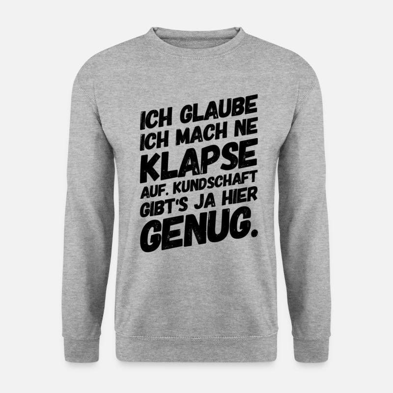 Lustige Sprüche Klappse Büro - Unisex Pullover - Weißgrau meliert