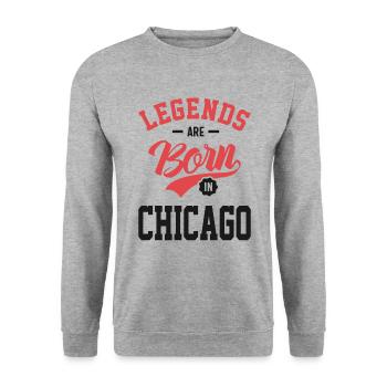 Des légendes sont nées à Chicago - Sweat-shirt Unisexe - gris chiné - Devant - Alina (178cm) & Michal (187cm)