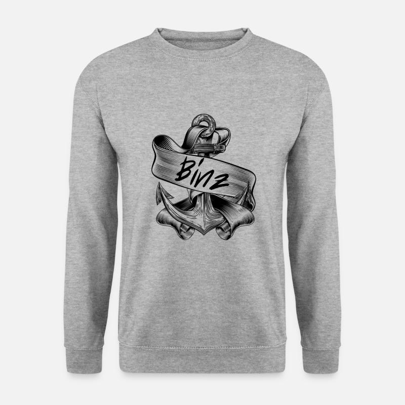 Binz Ostseebad Anker-Ostsee - Unisex Pullover - Weißgrau meliert
