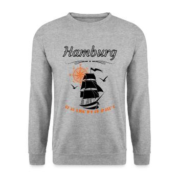 Hamburg Segelschiff Kompassrose Hansestadt - Unisex Pullover - Weißgrau meliert - Vorne - Alina (178cm) & Michal (187cm)