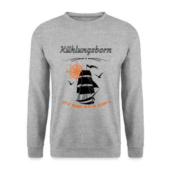 Kühlungsborn Segelschiff Kompassrose Ostsee - Unisex Pullover - Weißgrau meliert - Vorne - Alina (178cm) & Michal (187cm)
