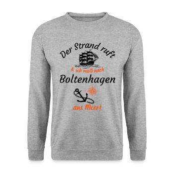 Boltenhagen-Der Strand ruft und ich muss ans Meer - Unisex Pullover - Weißgrau meliert - Vorne - Alina (178cm) & Michal (187cm)