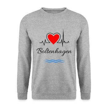 Boltenhagen-Mein Herz schlägt für Boltenhagen-Herz - Unisex Pullover - Weißgrau meliert - Vorne - Alina (178cm) & Michal (187cm)