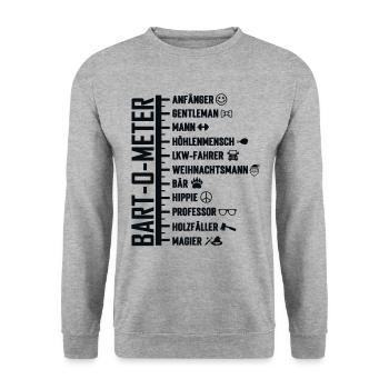 Bart-o-meter Bart Länge Lineal Geschenkidee - Unisex Pullover - Weißgrau meliert - Vorne - Alina (178cm) & Michal (187cm)