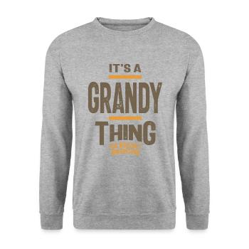 Männer Es ist eine grandiose Sache Lustiger Papa Opa - Unisex Pullover - Weißgrau meliert - Vorne - Alina (178cm) & Michal (187cm)