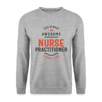 Drôle génial Profession d’infirmière praticienne - Sweat-shirt Unisexe - gris chiné - Devant - Alina (178cm) & Michal (187cm)