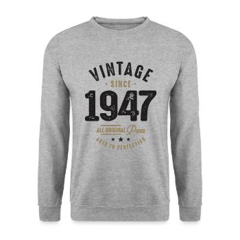 Millésime depuis 1947 75ème anniversaire - Sweat-shirt Unisexe - gris chiné - Devant - Alina (178cm) & Michal (187cm)